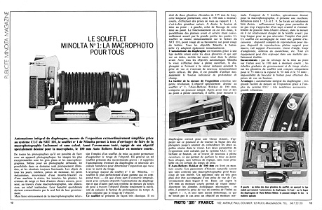 le soufflet minolta N°1 pour la macrophoto